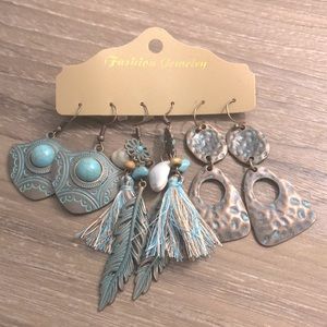 3 pairs of fashion jewelry earrings